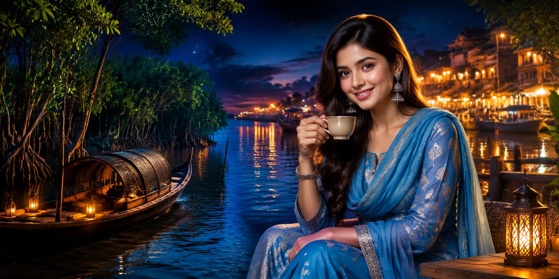 সুন্দরবনের পটভূমিতে বাংলাদেশি তরুণী join9 - এ নিরাপদে রেজিস্টার করছেন