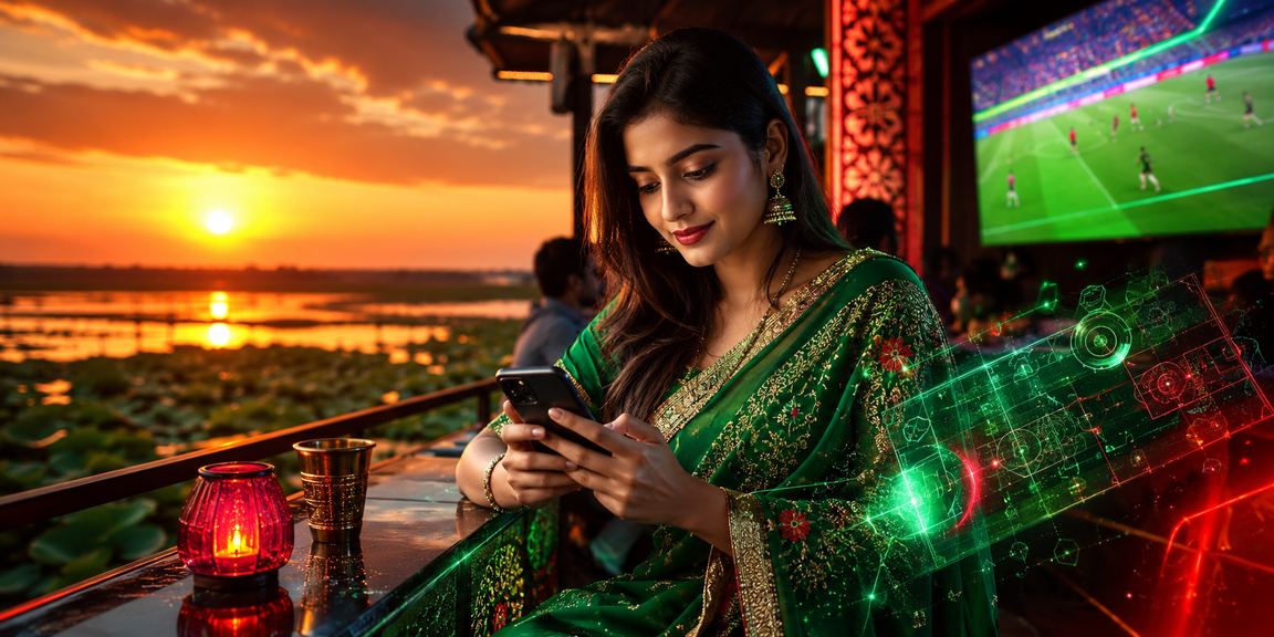 টাঙ্গুয়ার হাওরের পটভূমিতে মোবাইলে join9 অ্যাকাউন্ট ব্যবহার